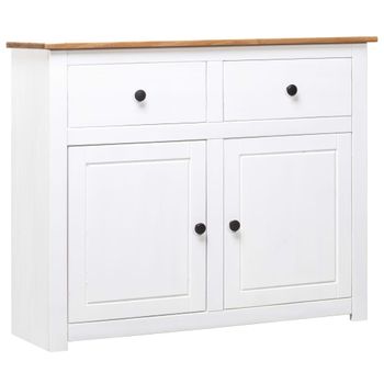 Aparador | Armario De Cocina | Buffet De Salón De Madera Maciza Pino Estilo Panamá Blanco 93x40x80 Cm Cfw737434