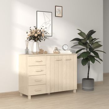 Aparador | Armario De Cocina | Buffet De Salón Hamar Madera De Pino Maciza Marrón Miel 113x40x80 Cm Cfw737493