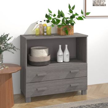 Aparador | Armario De Cocina | Buffet De Salón Hamar Madera Maciza De Pino Gris Claro 85x35x80 Cm Cfw737520