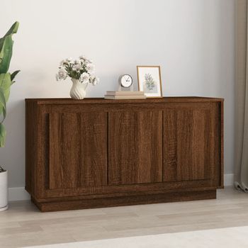 Aparador | Armario De Cocina | Buffet De Salón Madera Contrachapada Marrón Roble 102x35x55 Cm Cfw737687