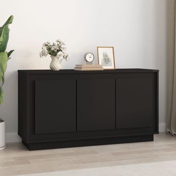 Aparador | Armario De Cocina | Buffet De Salón Madera Contrachapada Negro 102x35x55 Cm Cfw737718