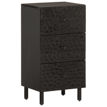 Aparador | Armario De Cocina | Buffet De Salón Madera Maciza De Mango Negro 40x33x75 Cm Cfw738051