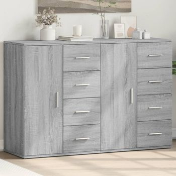 Pack 2 Uds Aparador | Armario De Cocina | Buffet De Salónes Madera De Ingeniería Gris Sonoma 59x39x80 Cm Cfw738365