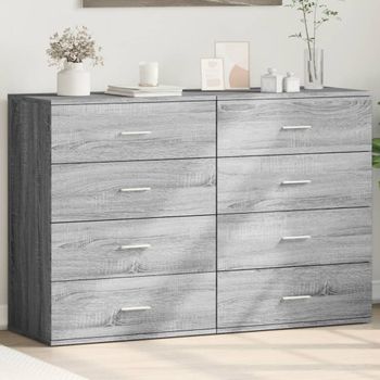 Pack 2 Uds Aparador | Armario De Cocina | Buffet De Salónes Madera De Ingeniería Gris Sonoma 60x39x80 Cm Cfw738370