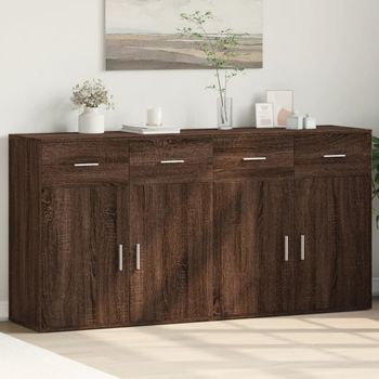 Pack 2 Uds Aparador | Armario De Cocina | Buffet De Salónes Madera De Ingeniería Marrón Roble 79x38x80 Cm Cfw738387