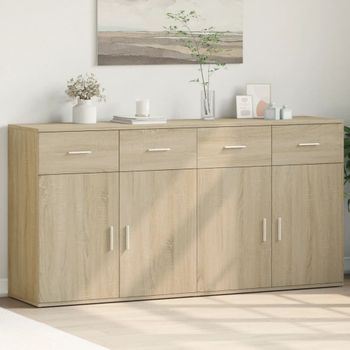 Pack 2 Uds Aparador | Armario De Cocina | Buffet De Salónes Madera De Ingeniería Roble Sonoma 79x38x80 Cm Cfw738432