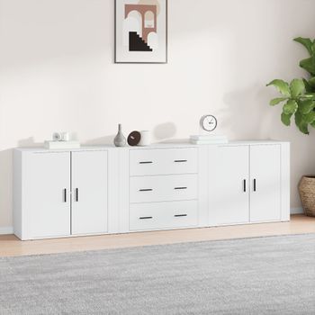 3 Uds Aparador | Armario De Cocina | Buffet De Salónes Madera Contrachapada Blanco Cfw738450