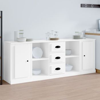 3 Uds Aparador | Armario De Cocina | Buffet De Salónes Madera Contrachapada Blanco Cfw738453