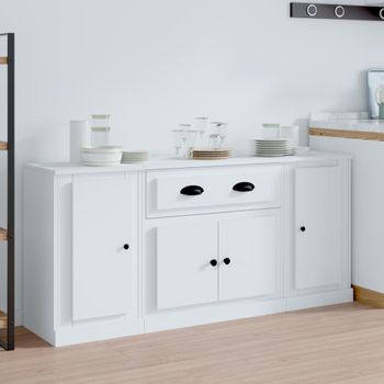 3 Uds Aparador | Armario De Cocina | Buffet De Salónes Madera Contrachapada Blanco Cfw738460