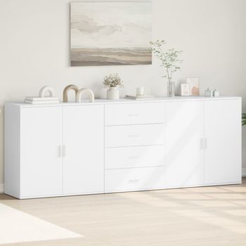 3 Uds Aparador | Armario De Cocina | Buffet De Salónes Madera Contrachapada Blanco Cfw738461