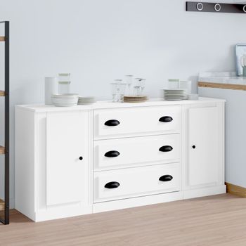 3 Uds Aparador | Armario De Cocina | Buffet De Salónes Madera Contrachapada Blanco Cfw738466