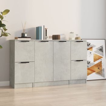 3 Uds Aparador | Armario De Cocina | Buffet De Salónes Madera Contrachapada Gris Cemento Cfw738500