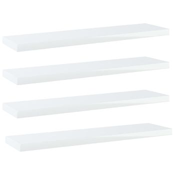 Pack 4 Uds Estante Estantería | Librería | Armario De Libros Contrachapada Blanco Brillo 40x10x1,5cm Cfw759558