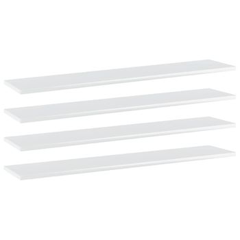 Pack 4 Uds Estante Estantería | Librería | Armario De Libros Madera Blanco Brillo 100x20x1,5cm Cfw759779