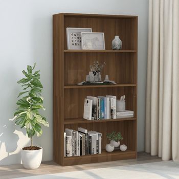 Estantería | Librería | Armario De Libros 4 Niveles Madera Color Marrón Roble 80x24x142 Cm Cfw760059