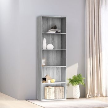 Estantería | Librería | Armario De Libros 5 Niveles Madera Contrachapada Gris 60x30x189 Cm Cfw760166