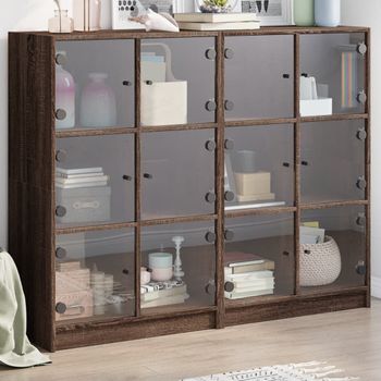 Estantería | Librería | Armario De Libros Con Puertas Madera Marrón Roble 136x37x109 Cm Cfw760249