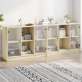 Estantería | Librería | Armario De Libros Con Puertas Madera Roble Sonoma 204x37x75 Cm Cfw760262