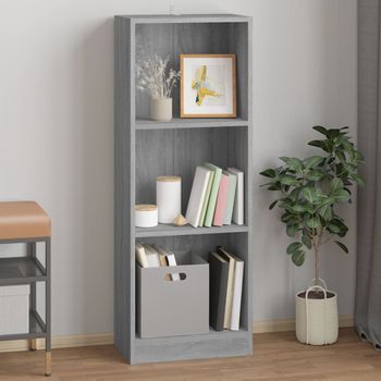 Estantería | Librería | Armario De Libros De 3 Niveles Contrachapada Gris Sonoma 40x24x109 Cm Cfw760334