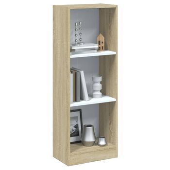 Estantería | Librería | Armario De Libros De 3 Niveles Madera Blanco Roble Sonoma 40x24x109 Cm Cfw760338