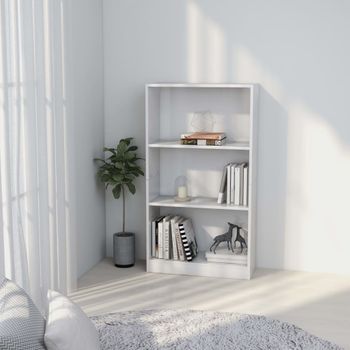 Estantería | Librería | Armario De Libros De 3 Niveles Madera Contrachapada Blanca 60x24x109cm Cfw760339