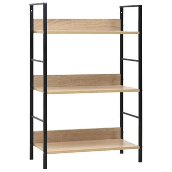 Estantería | Librería | Armario De Libros De 3 Niveles Madera Ingeniería Roble 60x27,6x90,5 Cm Cfw760350