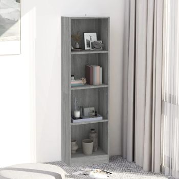 Estantería | Librería | Armario De Libros De 4 Niveles Contrachapada Gris Sonoma 40x24x143 Cm Cfw760395