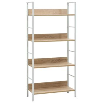 Estantería | Librería | Armario De Libros De 4 Niveles Madera Ingeniería Roble 60x27,6x124,5cm Cfw760418