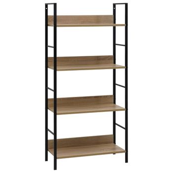 Estantería | Librería | Armario De Libros De 4 Niveles Madera Ingeniería Roble 60x27,6x124,5cm Cfw760419