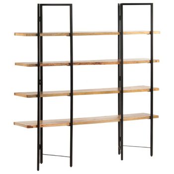 Estantería | Librería | Armario De Libros De 4 Niveles Madera Maciza De Mango 160x35x160 Cm Cfw760422