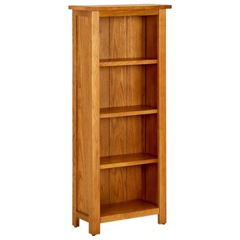 Estantería | Librería | Armario De Libros De 4 Niveles Madera Maciza De Roble 45x22x110 Cm Cfw760431