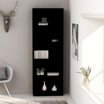 Estantería | Librería | Armario De Libros De 5 Niveles Madera Contrachapada Negra 60x24x175 Cm Cfw760473