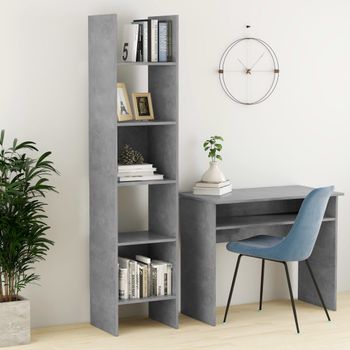 Estantería | Librería | Armario De Libros De Madera Contrachapada Gris Hormigón 40x35x180 Cm Cfw760622