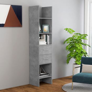 Estantería | Librería | Armario De Libros De Madera Contrachapada Gris Hormigón 40x35x180 Cm Cfw760623