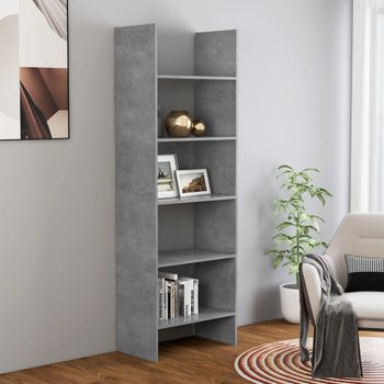 Estantería | Librería | Armario De Libros De Madera Contrachapada Gris Hormigón 60x35x180 Cm Cfw760624