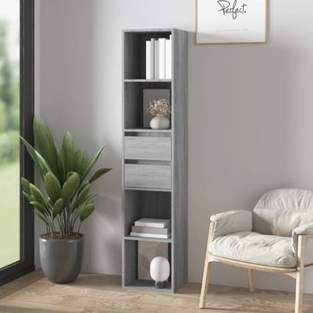 Estantería | Librería | Armario De Libros De Madera Contrachapada Gris Sonoma 36x30x171 Cm Cfw760626