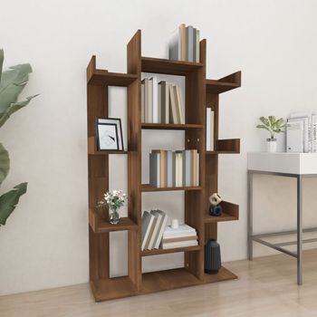 Estantería | Librería | Armario De Libros De Madera Contrachapada Marrón Roble 86x25,5x140 Cm Cfw760632