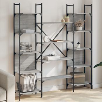 Estantería | Librería | Armario De Libros De Madera Ingeniería Gris Sonoma 155,5x24x166,5 Cm Cfw760696