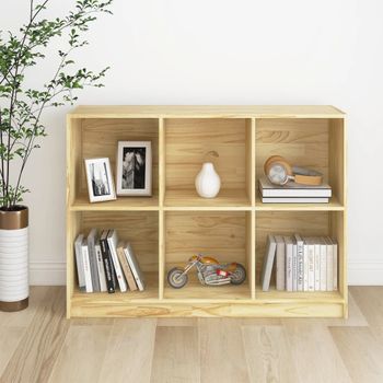 Estantería | Librería | Armario De Libros De Madera Maciza De Pino 104x33x76 Cm Cfw760714