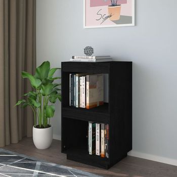 Estantería | Librería | Armario De Libros De Madera Maciza De Pino Negro 40x35x71 Cm Cfw760729