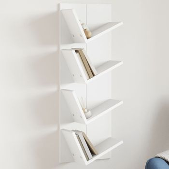 Estantería | Librería | Armario De Libros De Pared 4 Niveles Blanco 33x16x90 Cm Cfw760740