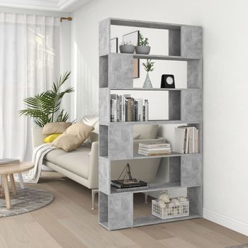 Estantería | Librería | Armario De Libros Divisor De Espacios Gris Hormigón 100x24x188 Cm Cfw760829