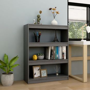 Estantería | Librería | Armario De Libros Divisor De Espacios Madera Pino Gris 100x30x103 Cm Cfw760833