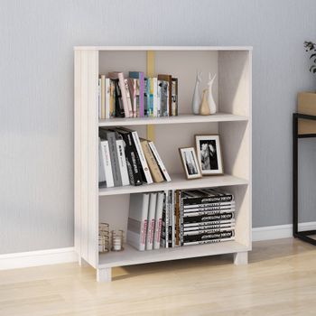 Estantería | Librería | Armario De Libros Hamar Madera Maciza De Pino Blanca 85x35x112 Cm Cfw760869