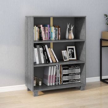 Estantería | Librería | Armario De Libros Hamar Madera Maciza Pino Gris Oscuro 85x35x112 Cm Cfw760871