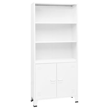 Estantería | Librería | Armario De Libros Industrial Acero Blanco 80x32x180 Cm Cfw760903