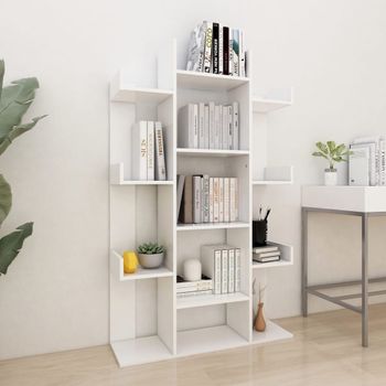 Estantería | Librería | Armario De Libros Madera Contrachapada Blanco 86x25,5x140 Cm Cfw760939