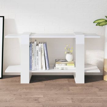 Estantería | Librería | Armario De Libros Madera Contrachapada Blanco Brillante 100x30x51 Cm Cfw760950