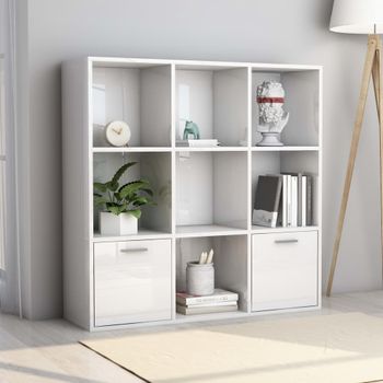 Estantería | Librería | Armario De Libros Madera Contrachapada Blanco Brillante 98x30x98 Cm Cfw760961