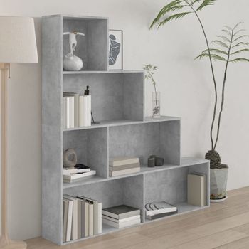 Estantería | Librería | Armario De Libros Madera Contrachapada Gris Hormigón 155x24x160cm Cfw760992